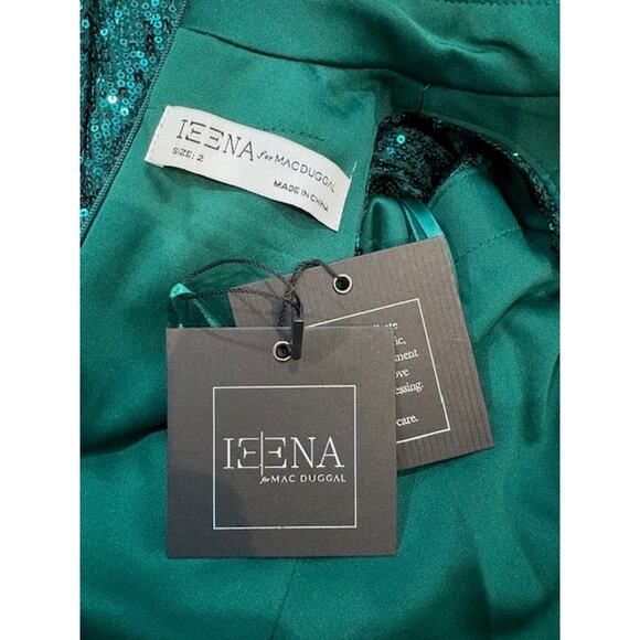 Mac Duggal Sequined Soft Tie Halter Neck Column Gown in Teal – NWT – SZ 2 - Picture 10 of 13